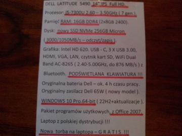 Dell 5490 14" IPS Full HD i5-7300U 16GB RAM 256GB