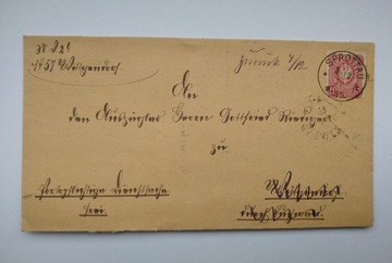 List z miejscowości Sprottau z roku 1877