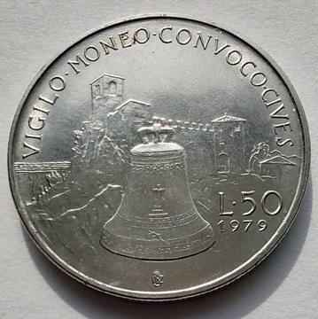 SAN MARINO 50 Lira 1979 okołoMENNICZA 