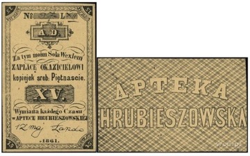 Polska - Apteka Hrubieszowska, 15 kopiejek, 1861