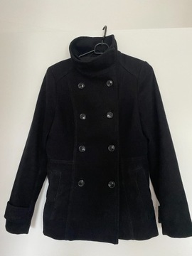 H&M czarny krótki płaszcz dwurzędowy 34