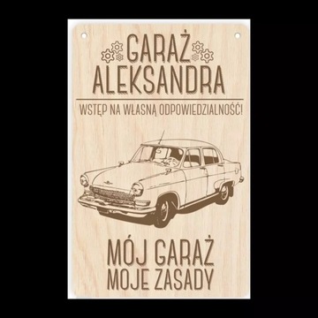 ZASADY GARAŻU - DREWNIANA GRAWEROWANA TABLICZKA