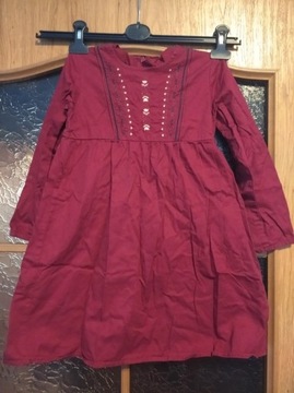 Bordowa sukienka dla dziewczynki - Lupilu - 110