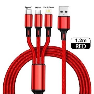 KABEL 3w1 MICRO-USB TYP-C LIGHTNING