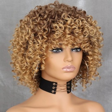 Peruka blond ombre afro kręcon Włosy Jak naturalne