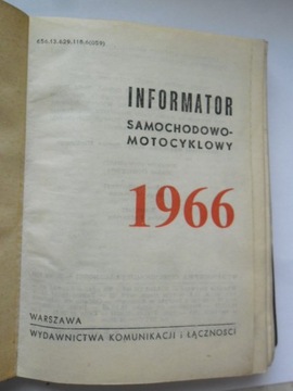 1966 Kalendarz-informator samochodowo-motocyklowy 