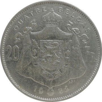 Belgia 20 francs 1932, KM#101.1