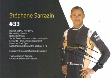 Stephane Sarrazin - Formuła 1 - Autograf!