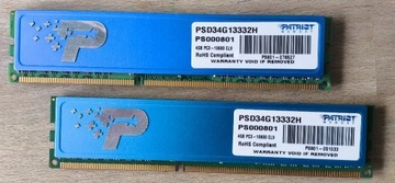 Pamięć RAM DDR3 - 2 x 4 GB PATRIOT PC3-10600 CL9