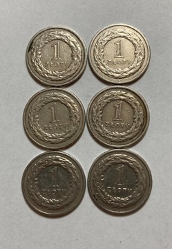 Moneta 1 zł  1990 rok ZESTAW = 6 szt. A