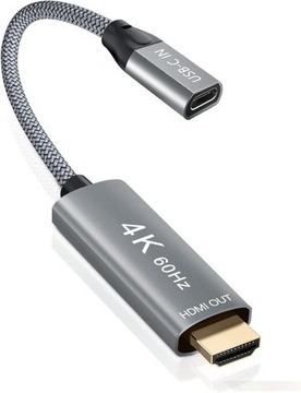 Adapter kabel Usb C 3.1 żeński HDMI 4k 60Hz Thunderbolt