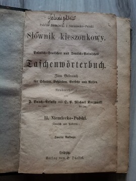Niemiecko Polski Słownik kieszonkowy 1890 r.