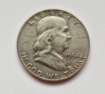 USA, Franklin Half Dollar - 50 centów, 1954 Ag 900