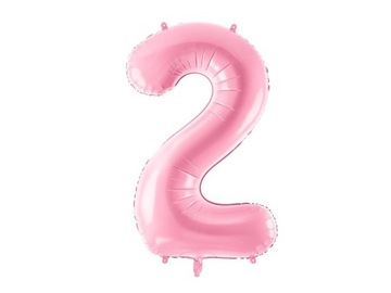 Balon foliowy cyfra "2" różowy, pastelowy 86 cm