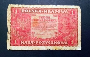 Stary banknot Polska 1 marka Polska 1919 rok 