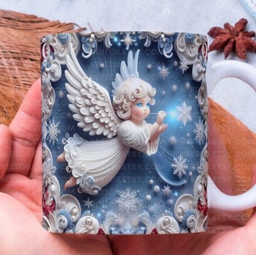 Kubek ceramiczny z nadrukiem anioły 3d