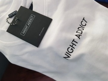 Biała koszulka Oversize XS night addict