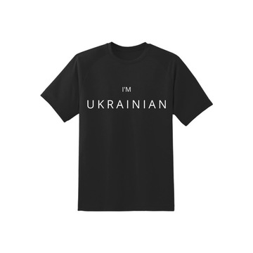 Koszulka T-shirt czarna z ukraińskimi symbolami