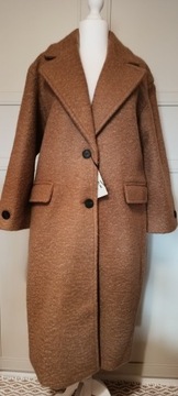 ZARA Płaszcz z tkaniny boucle beż camel M 38