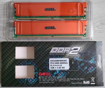 Pamięć GEIL ultra DDR2 PC 800 2x1GB dual channel