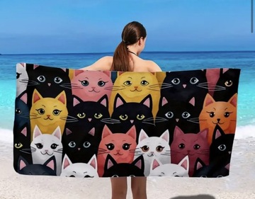 Ręcznik 160x80 z kotami dla kociarza