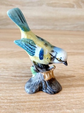 Figurka Ptaka z Porcelany Sygnowanej Blue TIT