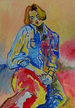 obraz do salonu portret kobiety malarstwo olejne