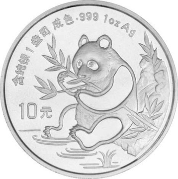 Cińska panda  1991 1 oz srebrna moneta 