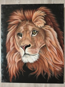 obraz lew ręcznie malowany 40x50cm