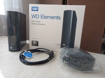 Dysk 3TB zewnętrzny HDD WD Elements USB 3 Jak Nowy