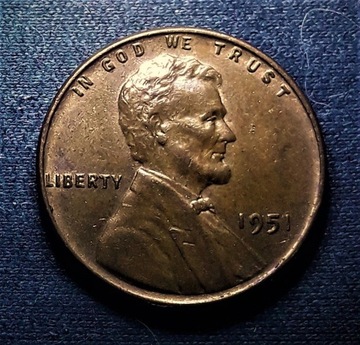 LINCOLN  WHEAT  CENT---1951---USA---BŁĘDY--STAN