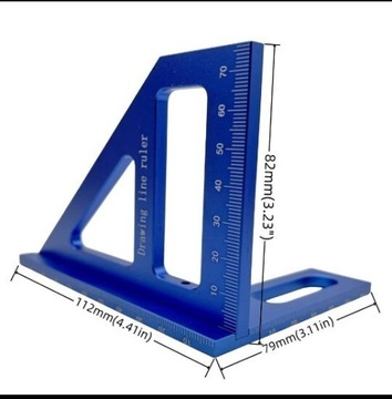 Kątomierz Kątownik kwadratowy aluminiowy 3D gr 5mm 45/90