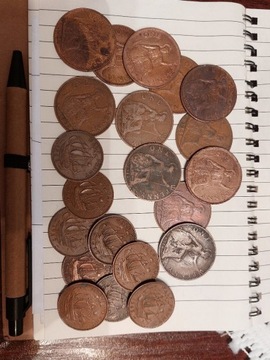 Lot monet Wielka Brytania 21 sztuk 