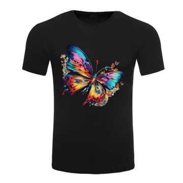 t-shirt z nadrukiem, kolorowy motyl