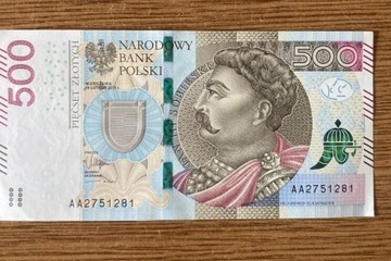 Banknot 500zl seria AA