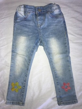 Spodnie,jeansy, reserved, rozm.86,brokatowe kwiaty