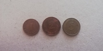 3 monety obiegowe, Niemcy, 1985-1994