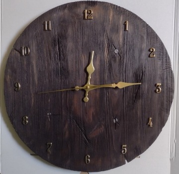 Zegar ścienny drewniany, vintage, stare drewno