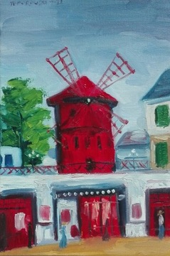 Moulin Rouge, olej, płotno, 20x30 cm.