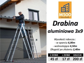 Wypożyczę DRABINA ALUMINIOWA 3x9 wynajmę