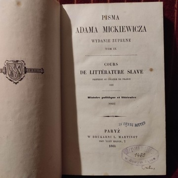 Pisma Adama Mickiewicza - Tom IX - Paryż 1860