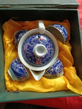 Chiński zestaw do herbaty PRL w etui 
