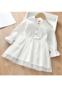 Sukienka dziecięca midi bawełna biala rozmiar 92 cm