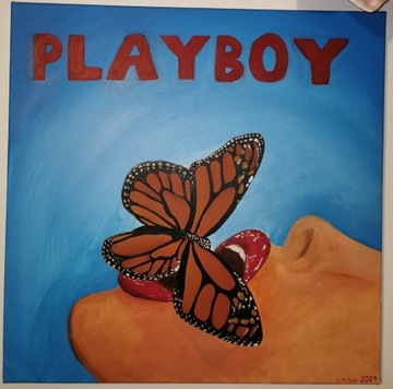 Obraz ręcznie malowany playboy 50 X 50 cm