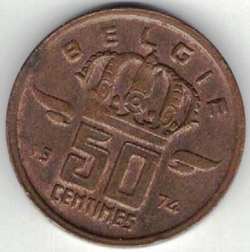Belgia 50 centymów 1974 E skrętka
