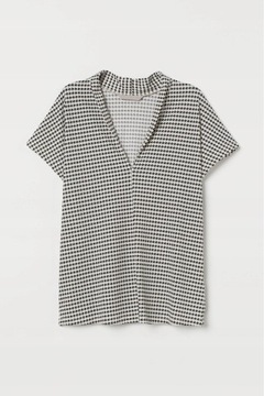 H&M top pepitka wzór w pepitkę bluzka serek print