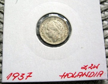 Holandia 10 Cent 1937r - SREBRO