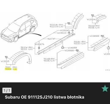 FORESTER V listwa błotnika