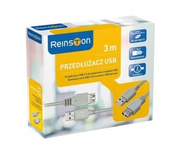 Przedłużacz USB Reinston EKK04 szary 3 m