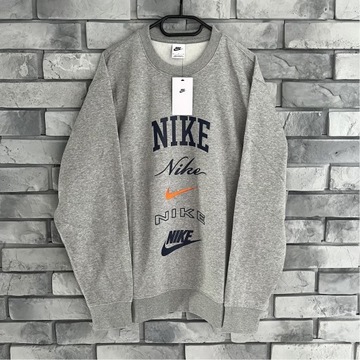 Bluza bez kaptura crewneck nike central swoosh logo szara grey air tech